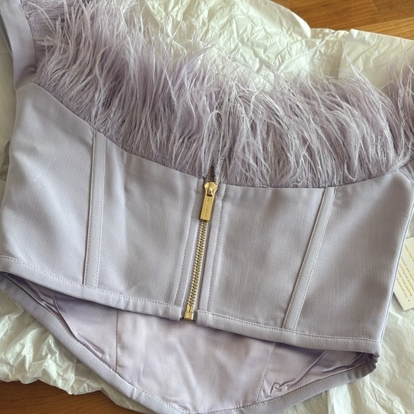 New Miss Circle Feather Top Oralia purple pastel lavender XS NWT Corset Ostrich - Picture 9 of 12